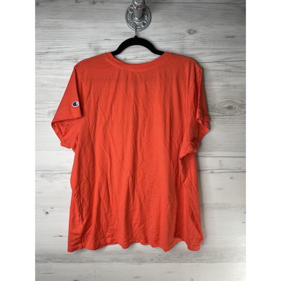 Champion Shirt Womens 3X Orange Spell Out Logo Short Sleeve Tee Athletic Casual - Picture 9 of 9